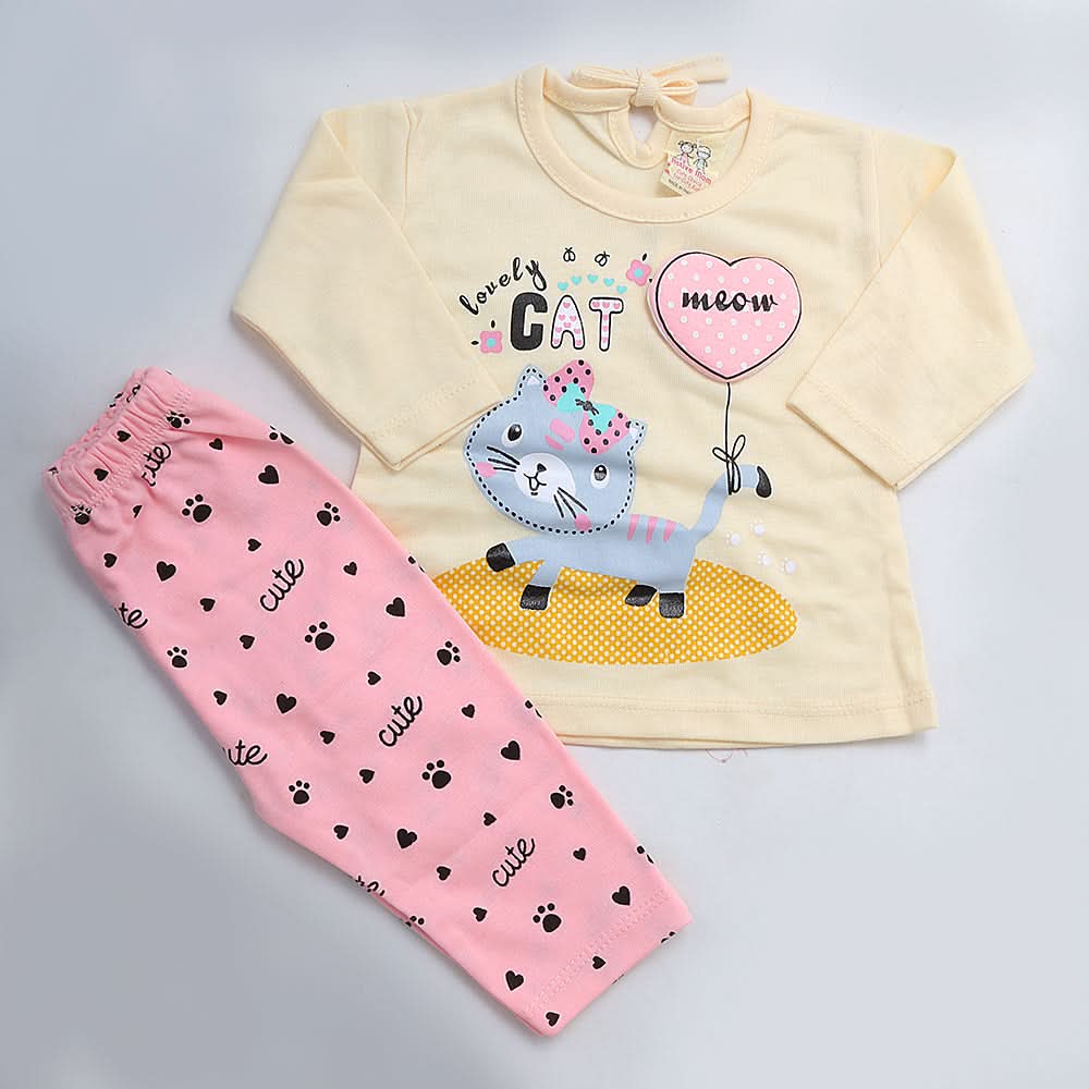 Newborn Girls Full Sleeves Suit - Yellow, Kids, NB Girls Sets And Suits, Chase Value, Chase Value