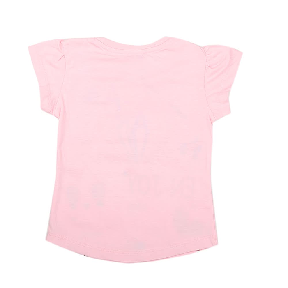 Girls Half Sleeves Printed T-Shirt - Light Pink, Kids, Girls T-Shirts, Chase Value, Chase Value