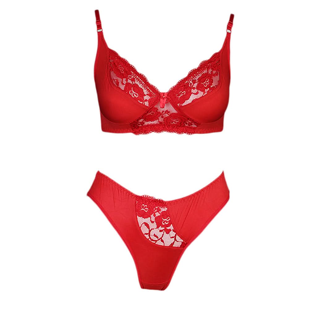 Women's Bra & Panty Set - Red, Women, Bra And Panty Sets, Chase Value, Chase Value