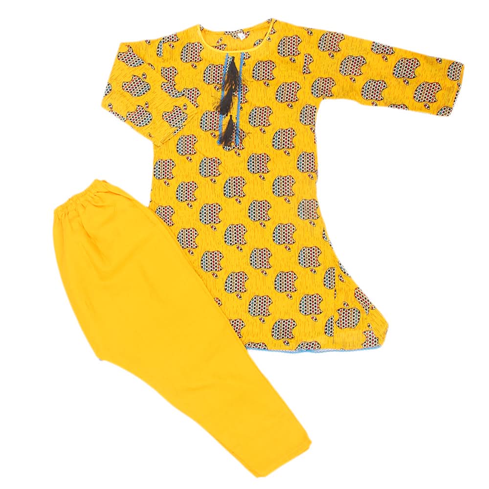 Girls Shalwar Suit - Yellow, Kids, Girls Shalwar Kameez, Chase Value, Chase Value
