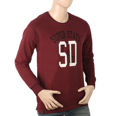 Men's Round Neck Printed T-Shirt - Maroon, Men, T-Shirts And Polos, Chase Value, Chase Value