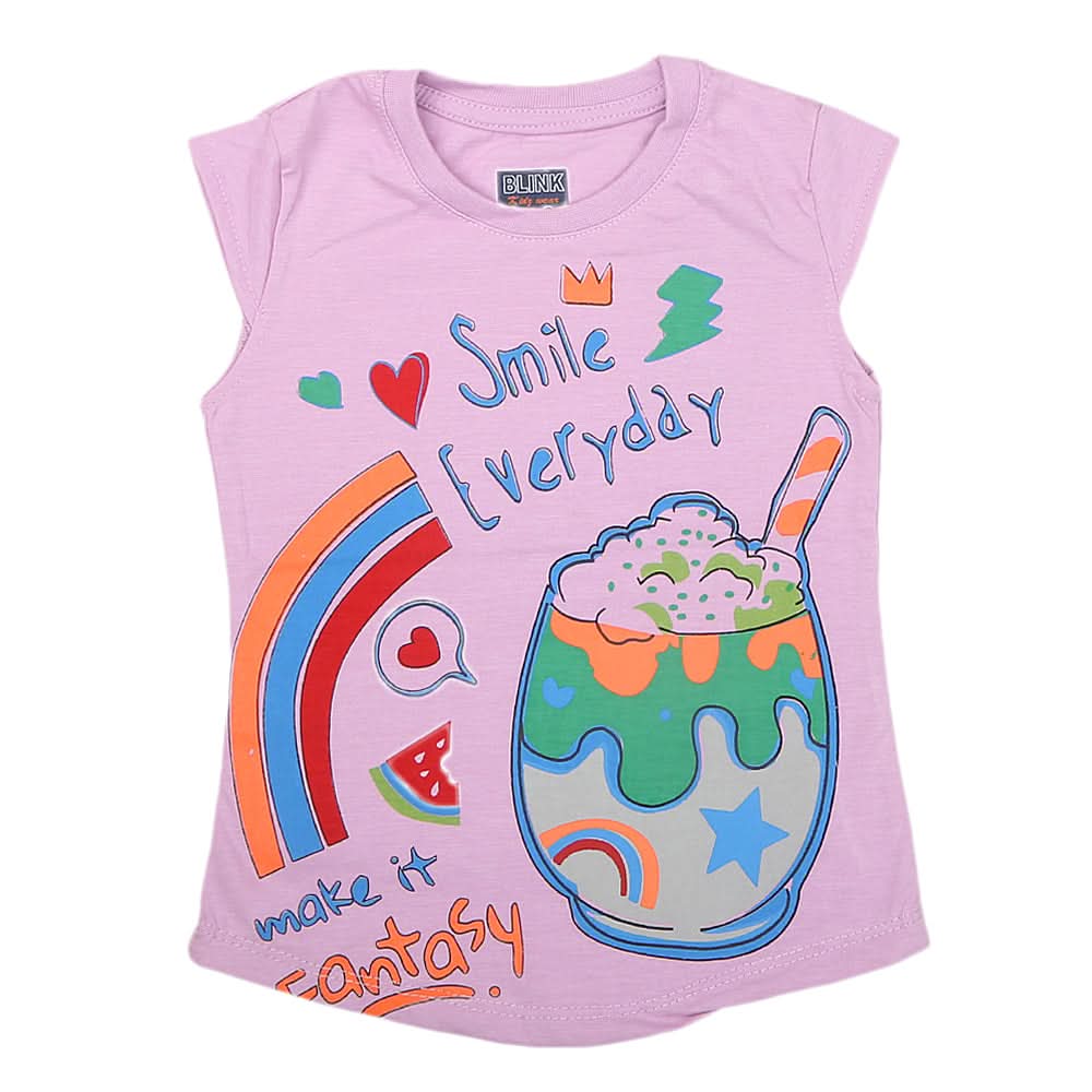 Girls Half Sleeves Printed T-Shirt 4711 16-24 - Purple, Kids, Girls T-Shirts, Chase Value, Chase Value