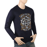 Men's Full Sleeves Lycra Printed T-Shirt - Navy Blue, Men, T-Shirts And Polos, Chase Value, Chase Value