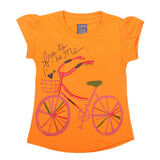 Girls Half Sleeves Printed T-Shirt - Orange, Kids, Girls T-Shirts, Chase Value, Chase Value