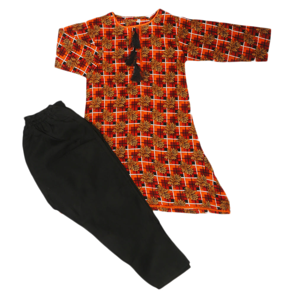 Girls Shalwar Suit - Orange, Kids, Girls Shalwar Kameez, Chase Value, Chase Value