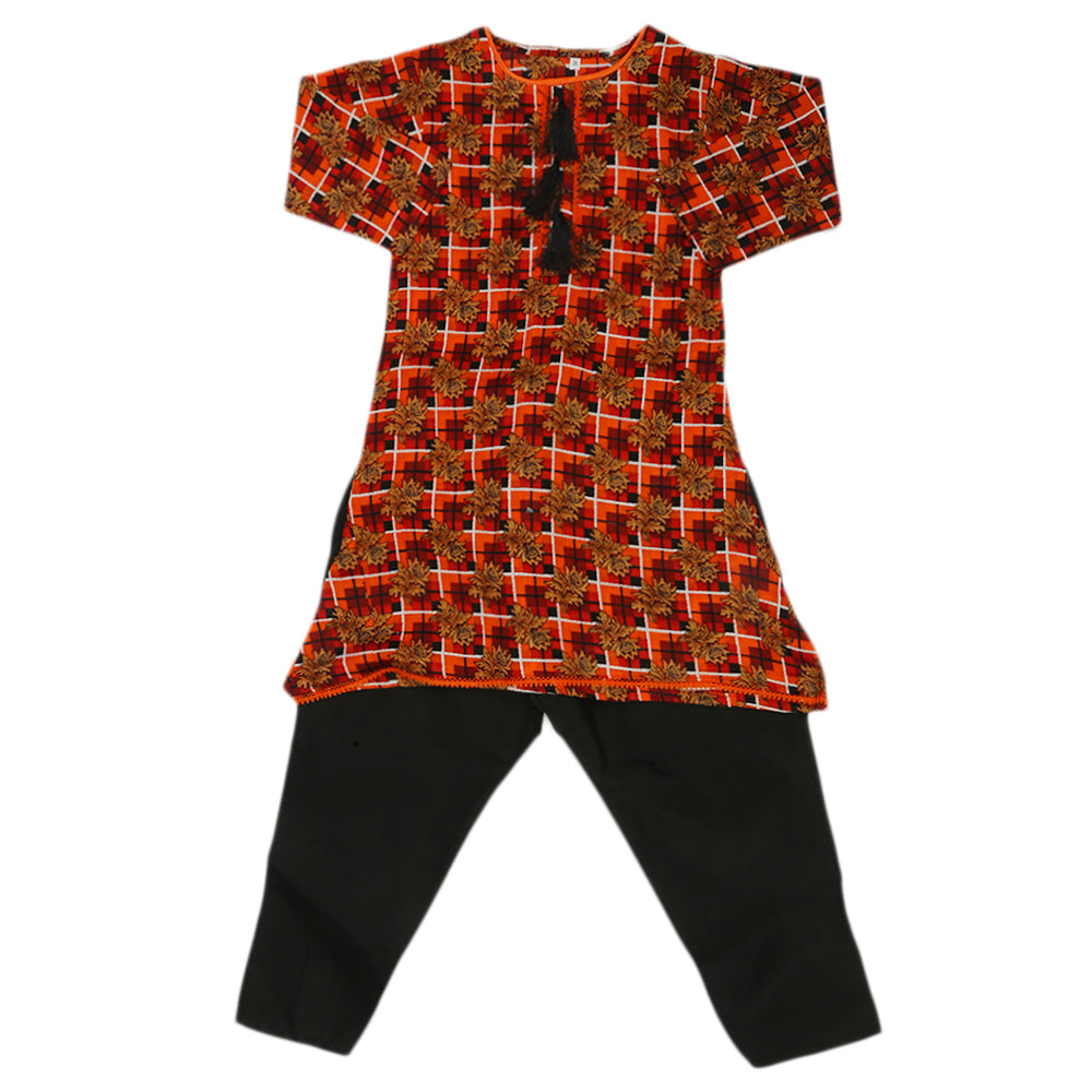 Girls Shalwar Suit - Orange, Kids, Girls Shalwar Kameez, Chase Value, Chase Value