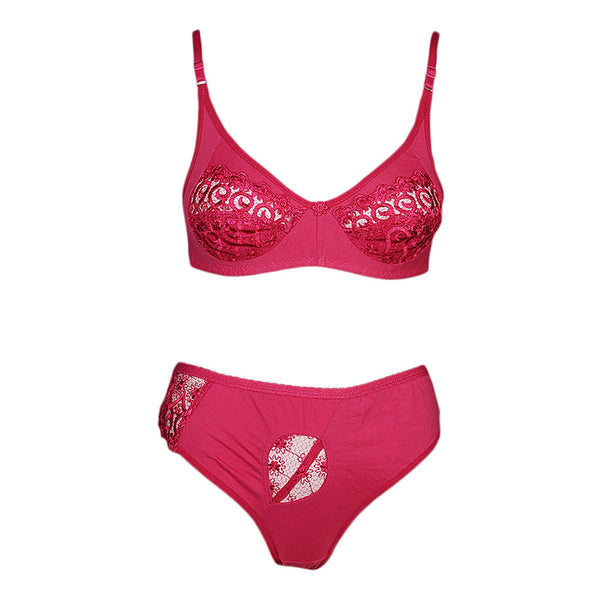 Women's Panty & Bra Set - Dark-Pink, Women, Bra And Panty Sets, Chase Value, Chase Value
