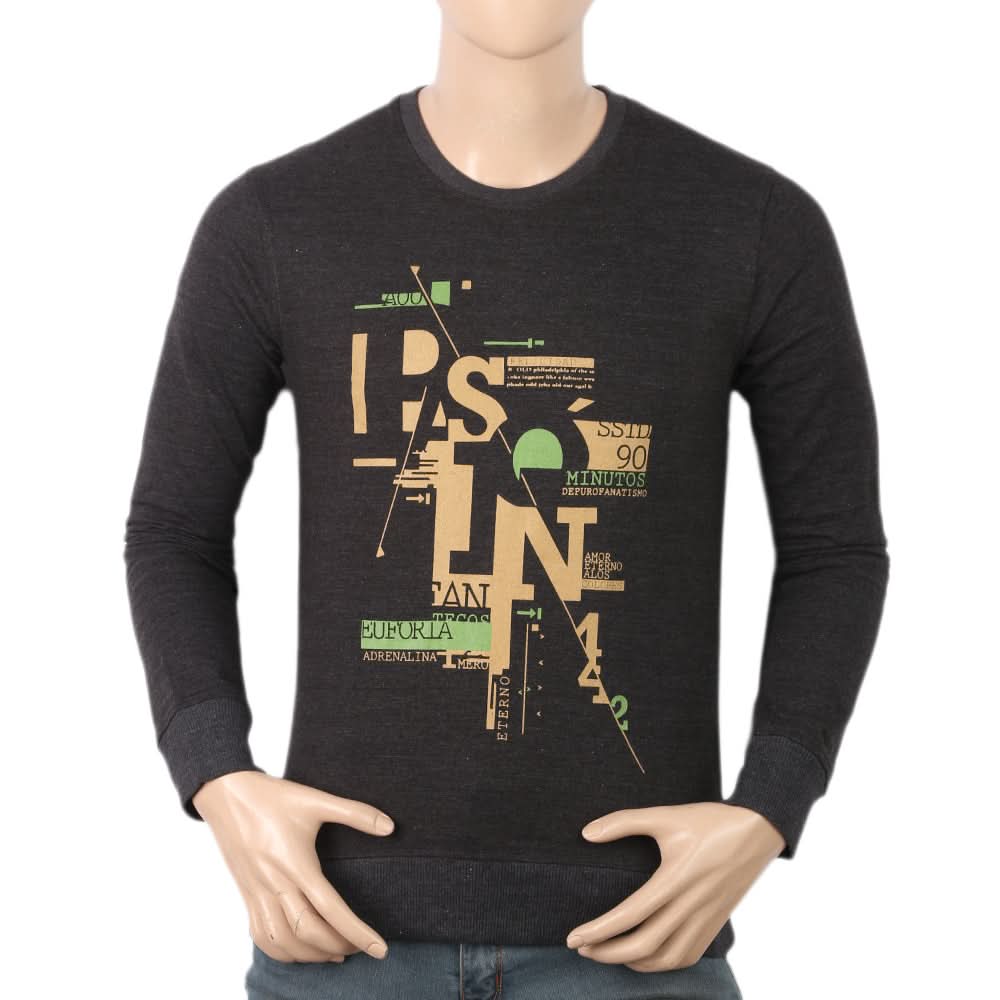 Men's Round Neck Printed T-Shirt - Dark Grey, Men, T-Shirts And Polos, Chase Value, Chase Value