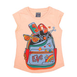 Girls Half Sleeves Printed T-Shirt 4710 16-24 - Peach, Kids, Girls T-Shirts, Chase Value, Chase Value