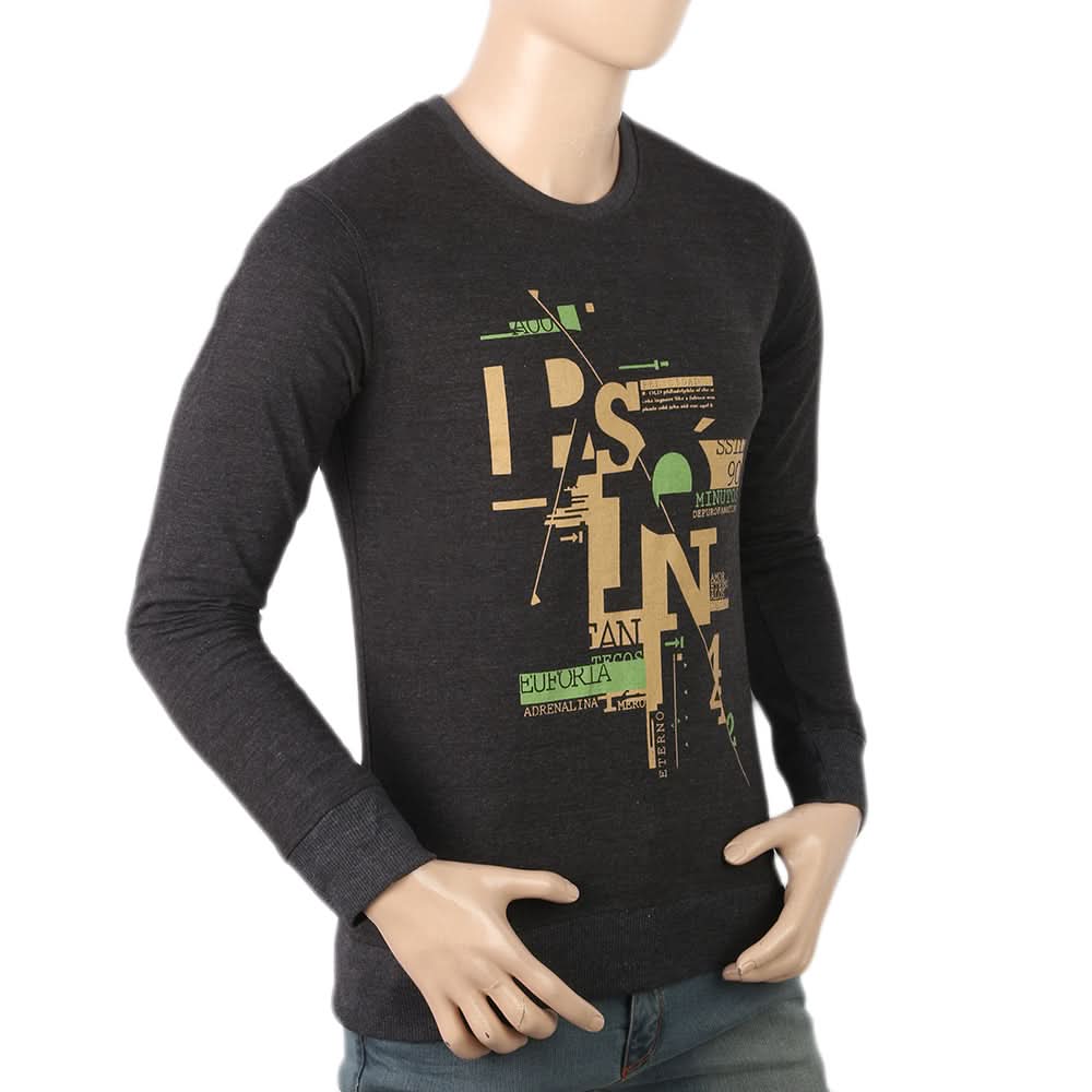 Men's Round Neck Printed T-Shirt - Dark Grey, Men, T-Shirts And Polos, Chase Value, Chase Value