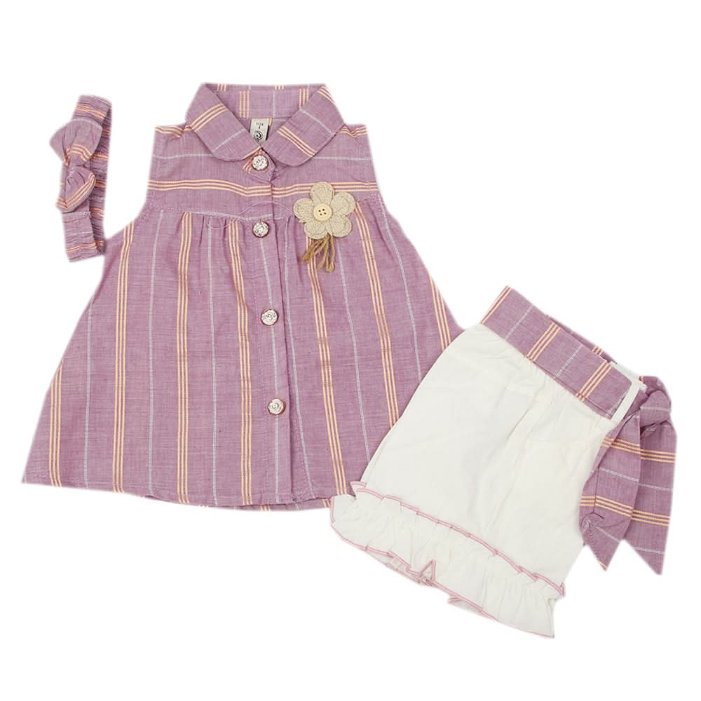 Newborn Girls Half Sleeves Suit - Purple, Newborn Girls Sets & Suits, Chase Value, Chase Value