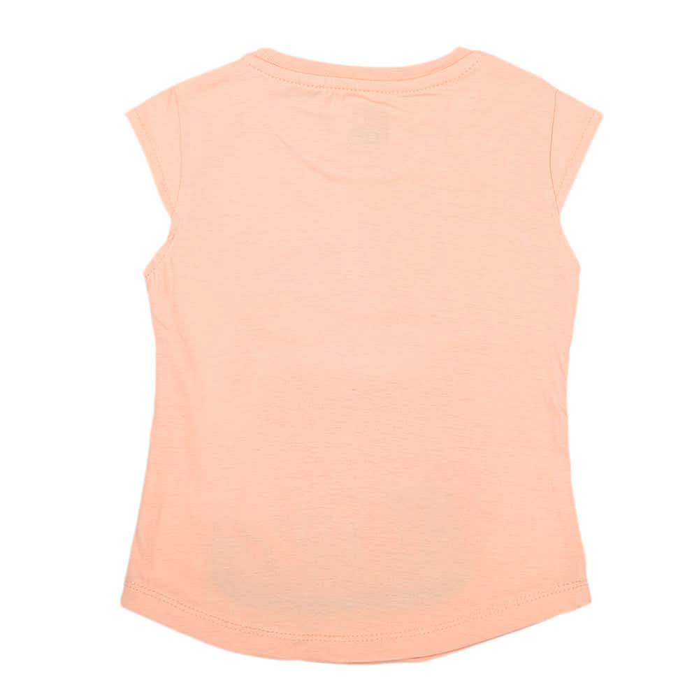 Girls Half Sleeves Printed T-Shirt 4710 16-24 - Peach, Kids, Girls T-Shirts, Chase Value, Chase Value