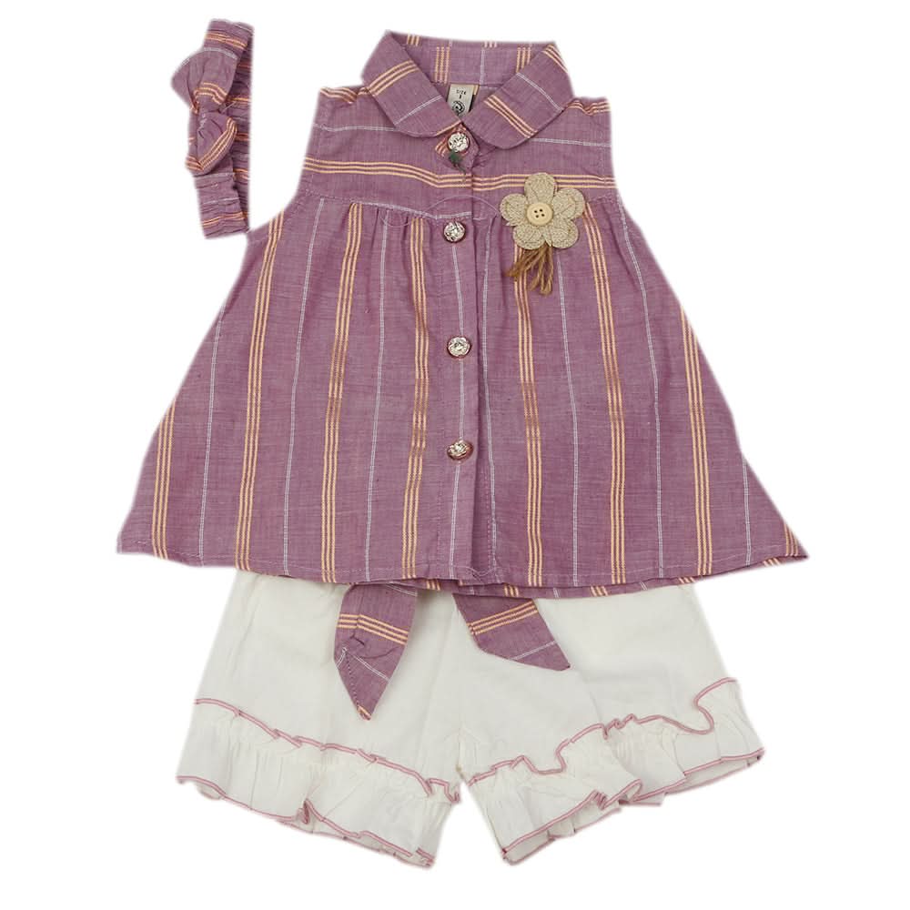 Newborn Girls Half Sleeves Suit - Purple, Newborn Girls Sets & Suits, Chase Value, Chase Value