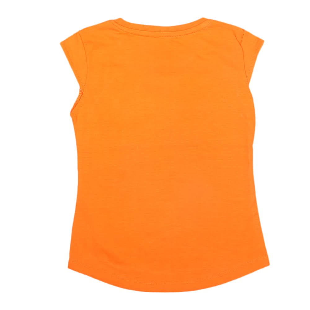 Girls Half Sleeves Printed T-Shirt 4710 16-24 - Orange, Kids, Girls T-Shirts, Chase Value, Chase Value