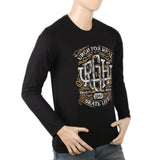Men's Full Sleeves Lycra Printed T-Shirt - Black, Men, T-Shirts And Polos, Chase Value, Chase Value