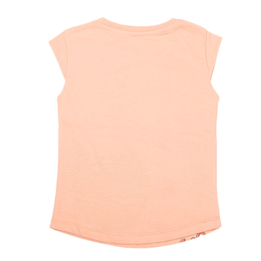 Girls Half Sleeves Printed T-Shirt 4711 16-24 - Peach, Kids, Girls T-Shirts, Chase Value, Chase Value