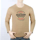 Men's Full Sleeves Lycra Printed T-Shirt - Brown, Men, T-Shirts And Polos, Chase Value, Chase Value