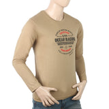 Men's Full Sleeves Lycra Printed T-Shirt - Brown, Men, T-Shirts And Polos, Chase Value, Chase Value