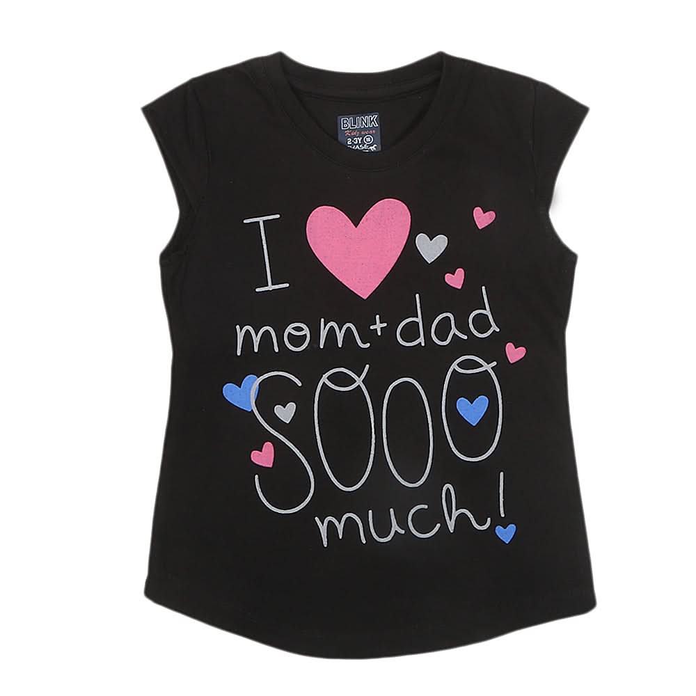 Girls Half Sleeves Printed T-Shirt 4707 16-24 - Black, Kids, Girls T-Shirts, Chase Value, Chase Value