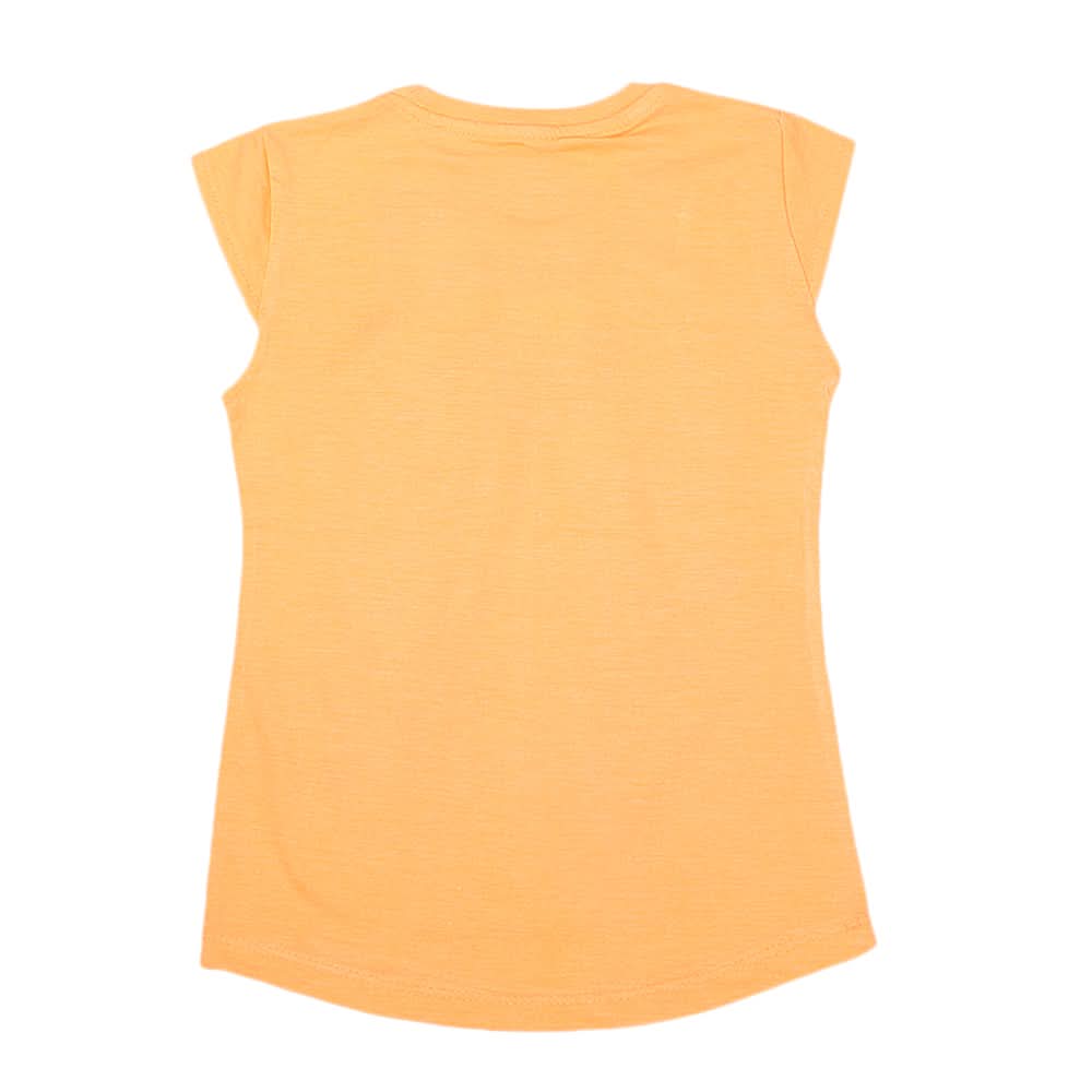 Girls Half Sleeves Printed T-Shirt 4707 16-24 - Orange, Kids, Girls T-Shirts, Chase Value, Chase Value