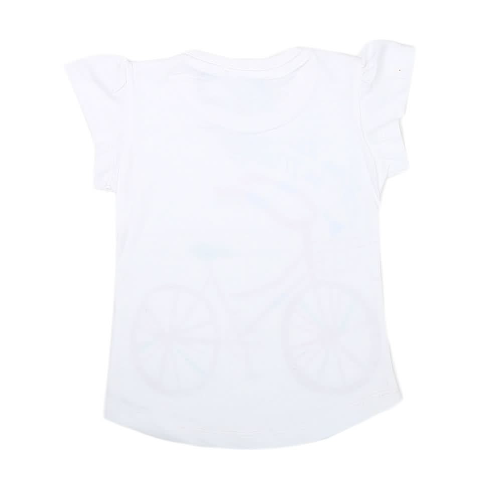 Girls Half Sleeves Printed T-Shirt - White, Kids, Girls T-Shirts, Chase Value, Chase Value