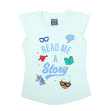 Girls Half Sleeves Printed T-Shirt 4705 16-24 - Cyan, Kids, Girls T-Shirts, Chase Value, Chase Value