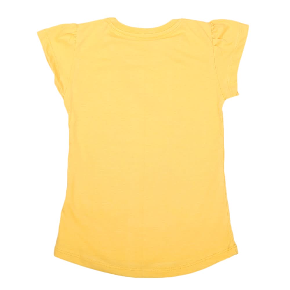 Girls Half Sleeves Printed T-Shirt - Yellow, Kids, Girls T-Shirts, Chase Value, Chase Value