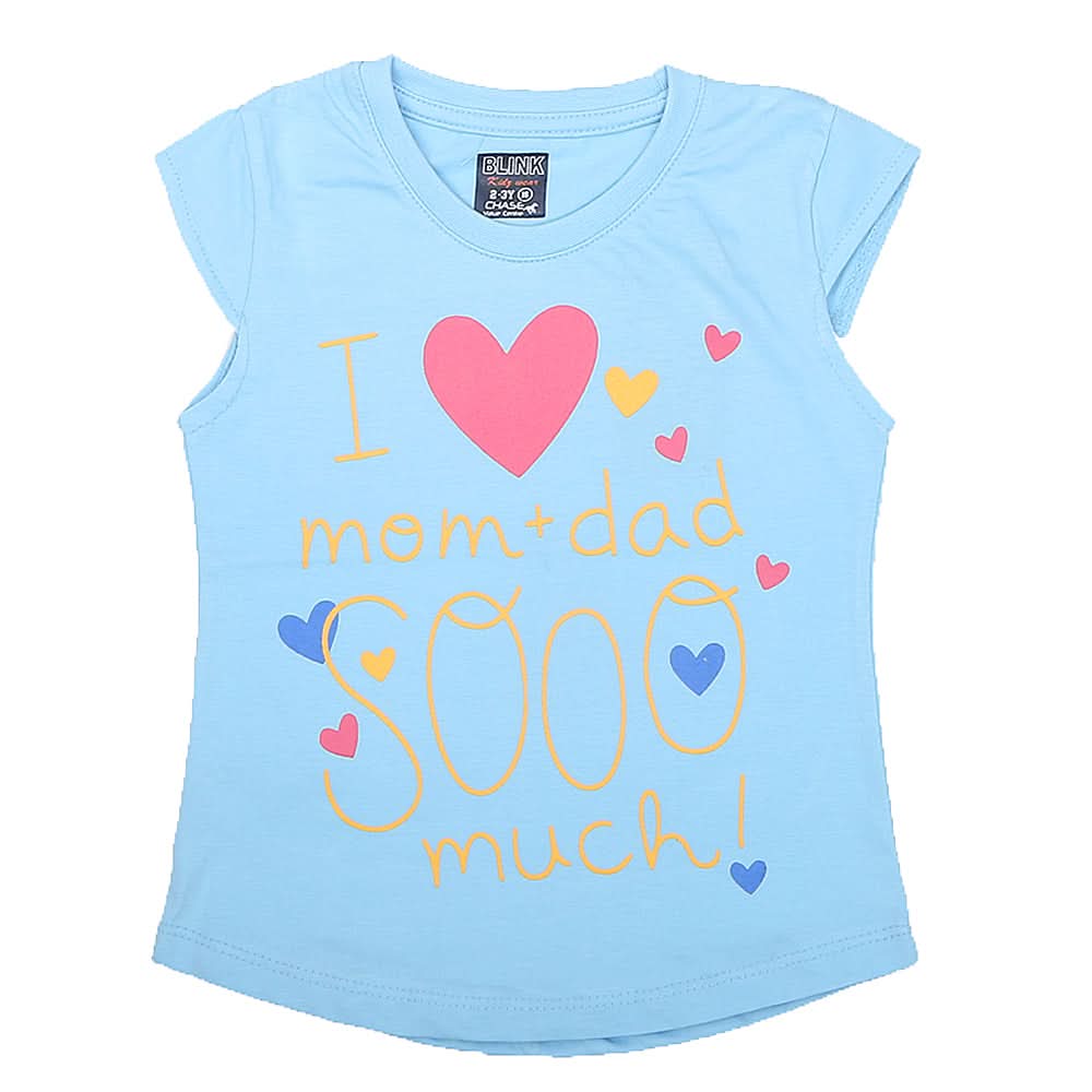 Girls Half Sleeves Printed T-Shirt 4707 16-24 - Blue, Kids, Girls T-Shirts, Chase Value, Chase Value