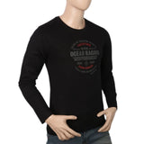 Men's Full Sleeves Lycra Printed T-Shirt - Black, Men, T-Shirts And Polos, Chase Value, Chase Value