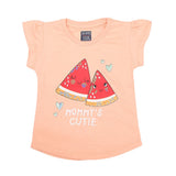 Girls Half Sleeves Printed T-Shirt - Peach, Kids, Girls T-Shirts, Chase Value, Chase Value