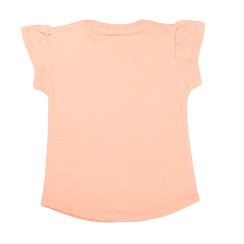 Girls Half Sleeves Printed T-Shirt - Peach, Kids, Girls T-Shirts, Chase Value, Chase Value