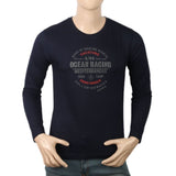 Men's Full Sleeves Lycra Printed T-Shirt - Navy Blue, Men, T-Shirts And Polos, Chase Value, Chase Value