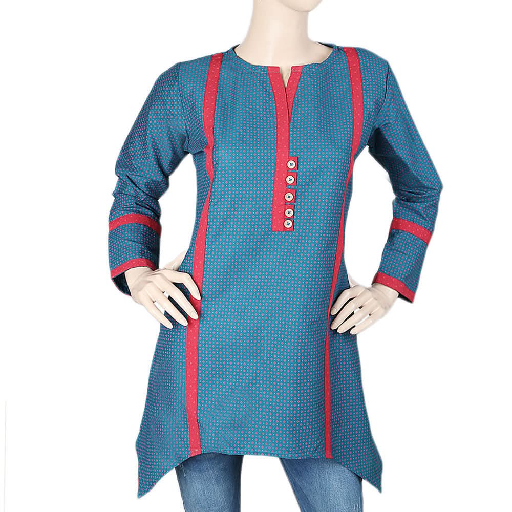 Women's Plain Printed Kurti - Green, Women, Ready Kurtis, Chase Value, Chase Value