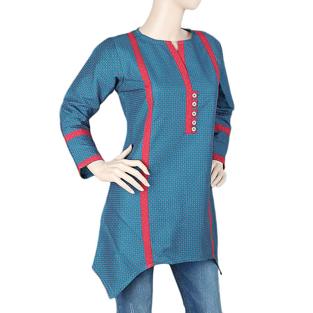 Women's Plain Printed Kurti - Green, Women, Ready Kurtis, Chase Value, Chase Value