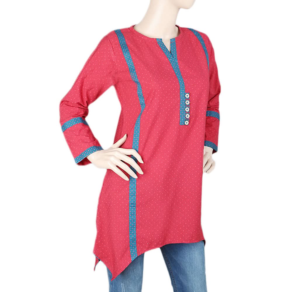 Women's Plain Printed Kurti - Red, Women, Ready Kurtis, Chase Value, Chase Value
