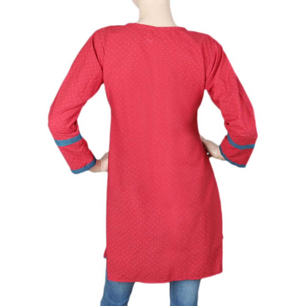 Women's Plain Printed Kurti - Red, Women, Ready Kurtis, Chase Value, Chase Value