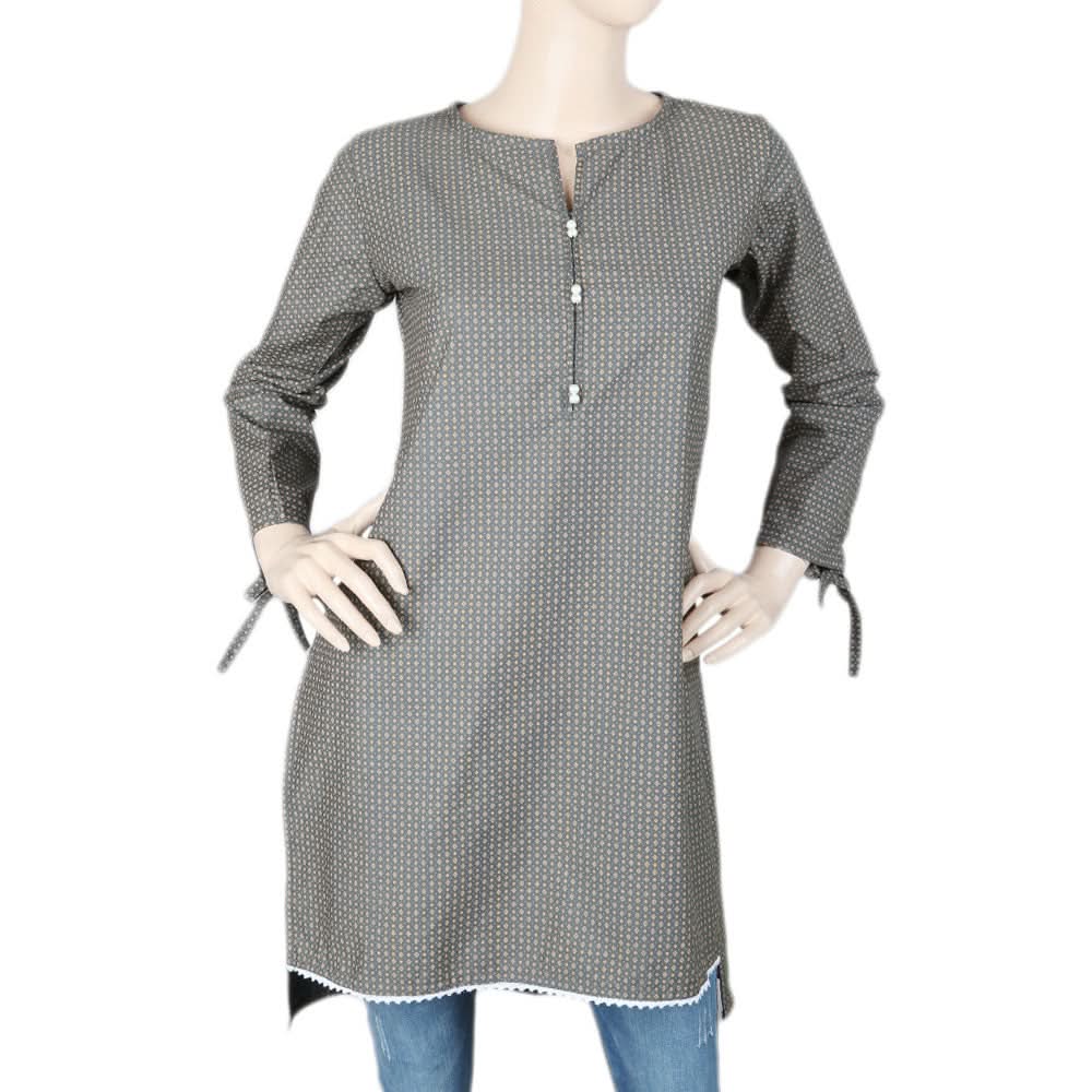 Women's Cotton Kurti - Grey, Women, Ready Kurtis, Chase Value, Chase Value
