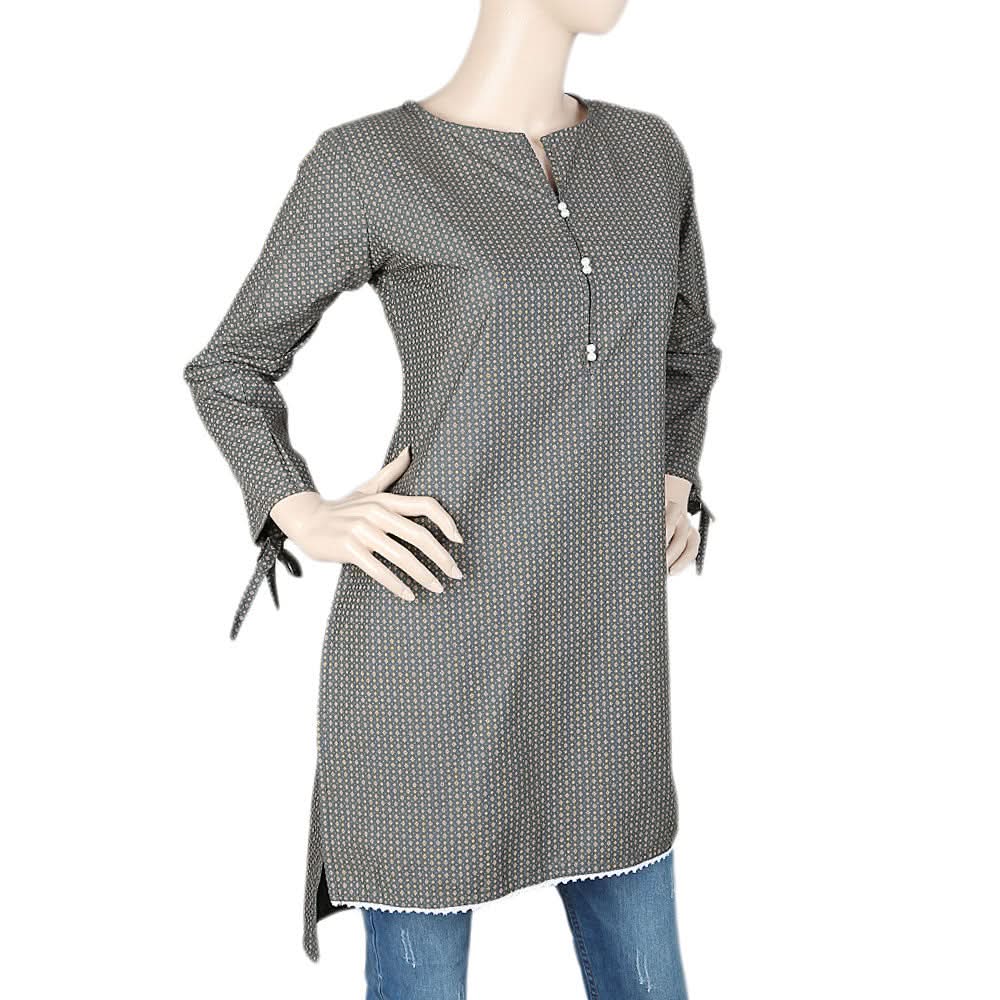 Women's Cotton Kurti - Grey, Women, Ready Kurtis, Chase Value, Chase Value