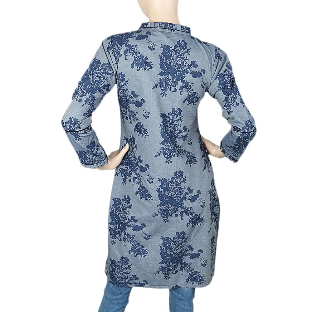 Women's Plain Denim Kurti - Steel Blue, Women, Ready Kurtis, Chase Value, Chase Value