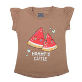 Girls Half Sleeves Printed T-Shirt - Brown, Kids, Girls T-Shirts, Chase Value, Chase Value