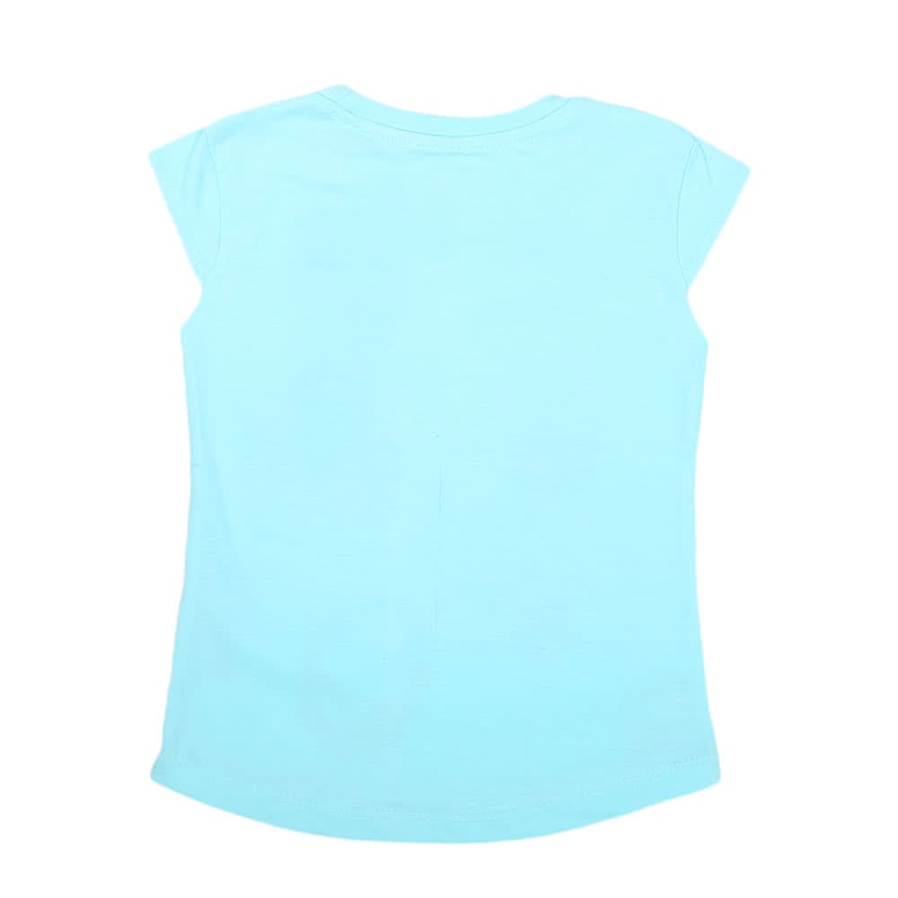 Girls Half Sleeves Printed T-Shirt 4709 16-24 - Cyan, Kids, Girls T-Shirts, Chase Value, Chase Value