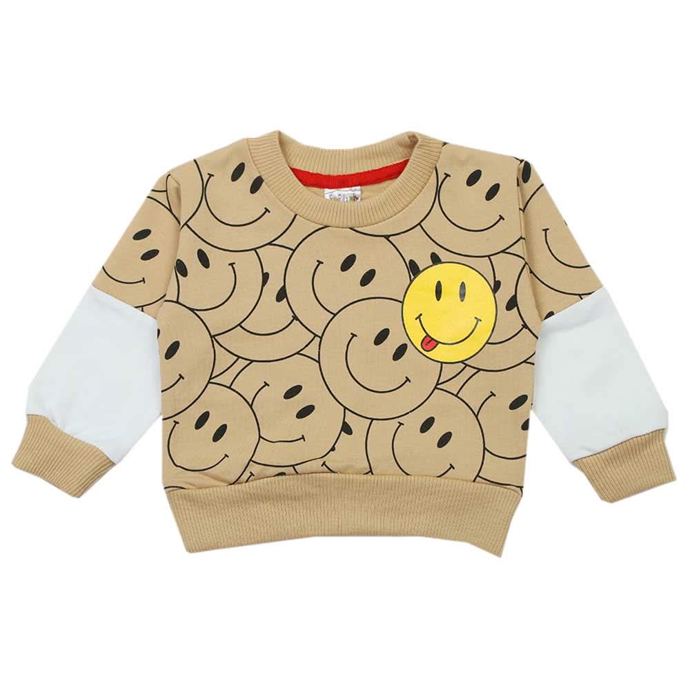 Newborn Boys Full Sleeves T-shirt - Beige, Newborn Boys Shirts & T-Shirts, Chase Value, Chase Value