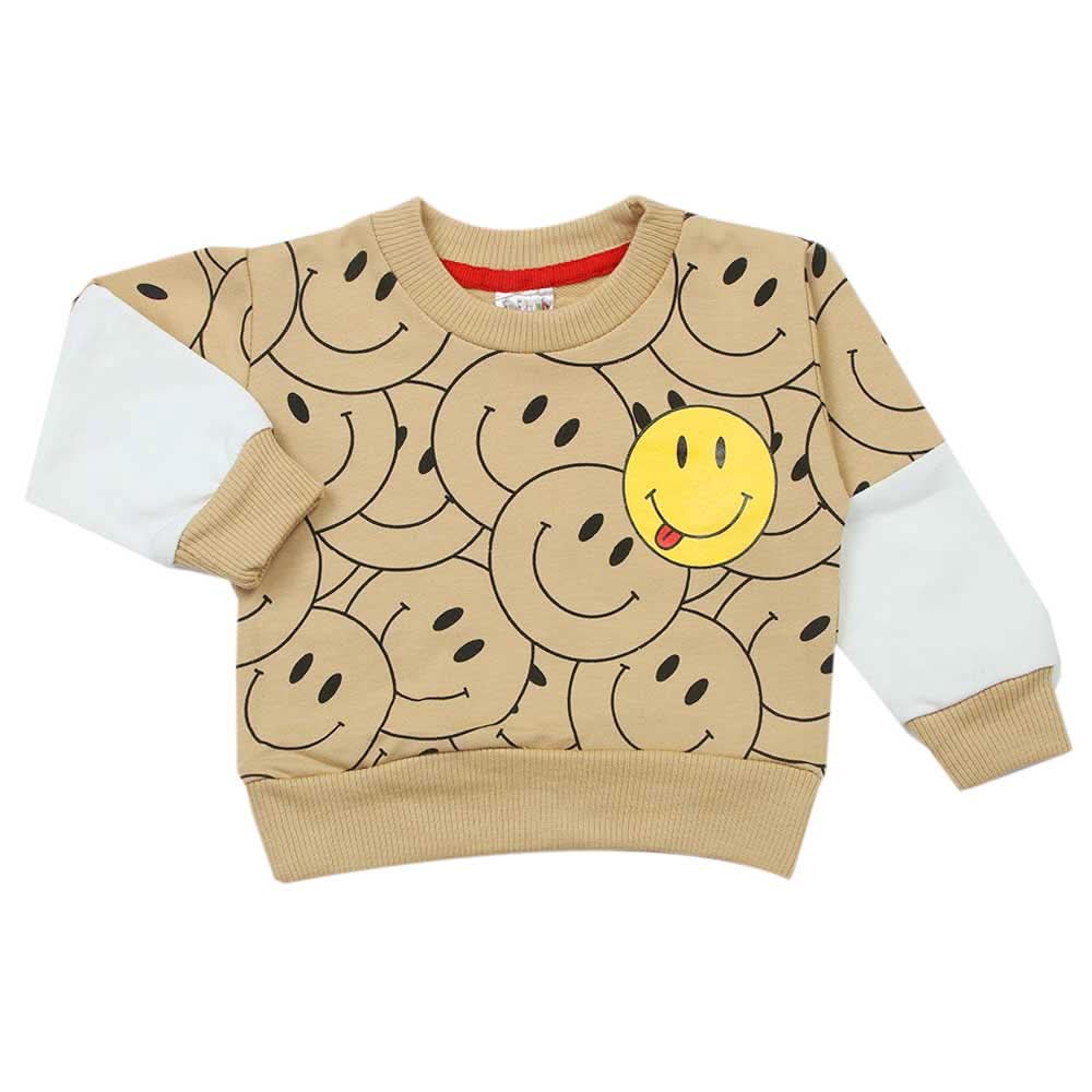 Newborn Boys Full Sleeves T-shirt - Beige, Newborn Boys Shirts & T-Shirts, Chase Value, Chase Value