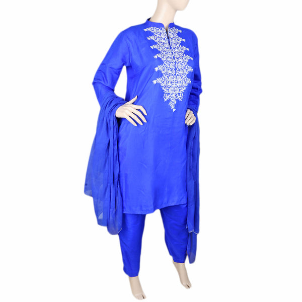 Eminent Fancy Embroidered 3 Piece Stitched Suit For Women - Royal Blue, Women, Shalwar Suits, Chase Value, Chase Value