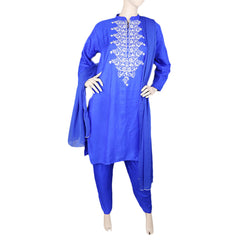 Eminent Fancy Embroidered 3 Piece Stitched Suit For Women - Royal Blue, Women, Shalwar Suits, Chase Value, Chase Value