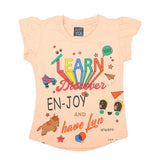 Girls Half Sleeves Printed T-Shirt - Peach, Kids, Girls T-Shirts, Chase Value, Chase Value