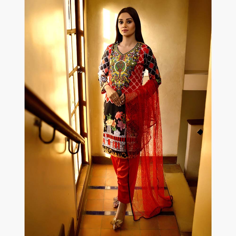 Malai Unstitched 3Pcs Suit - 1914, Women, 3Pcs Shalwar Suit, Chase Value, Chase Value