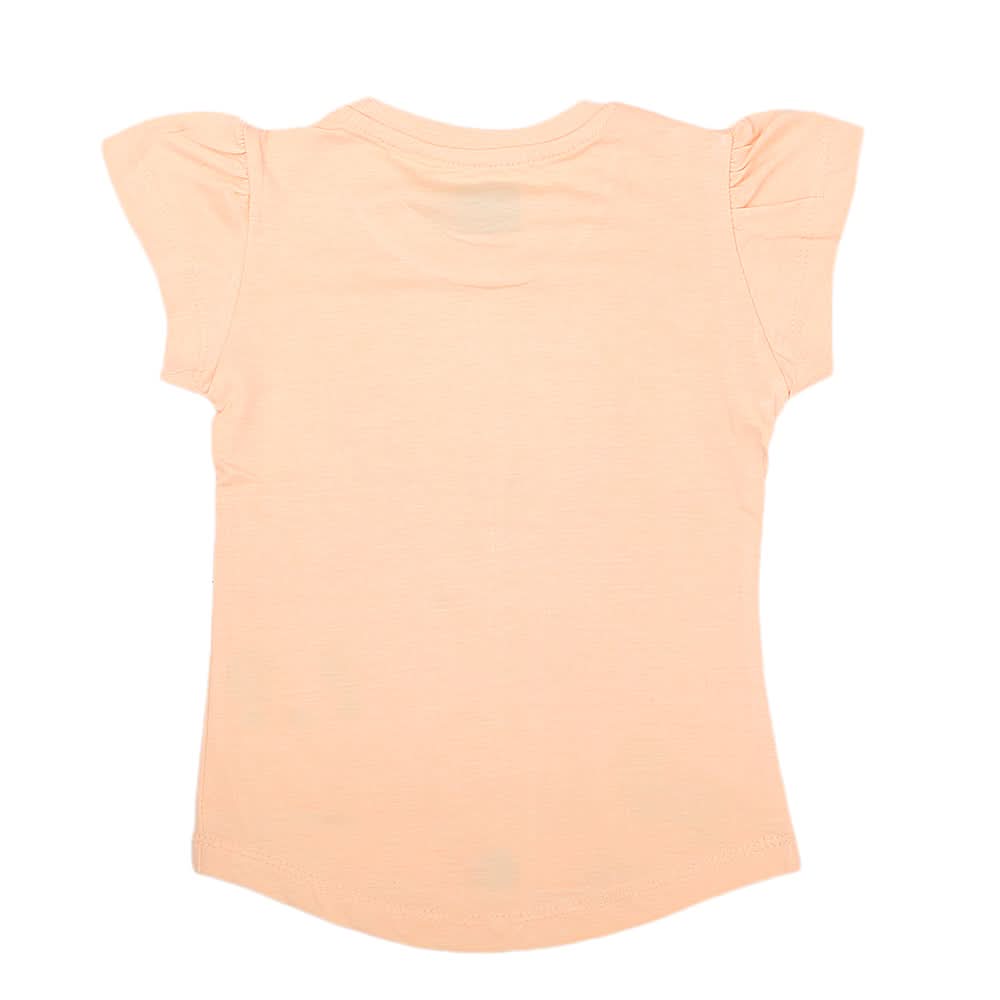 Girls Half Sleeves Printed T-Shirt - Peach, Kids, Girls T-Shirts, Chase Value, Chase Value