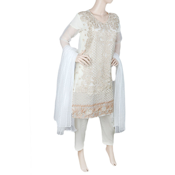 Eminent Embroidered 3Pcs Stitched Suit - Cream, Women, Shalwar Suits, Chase Value, Chase Value