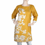 Women's Front Button Embroidered Kurti - Mustard, Women, Ready Kurtis, Chase Value, Chase Value